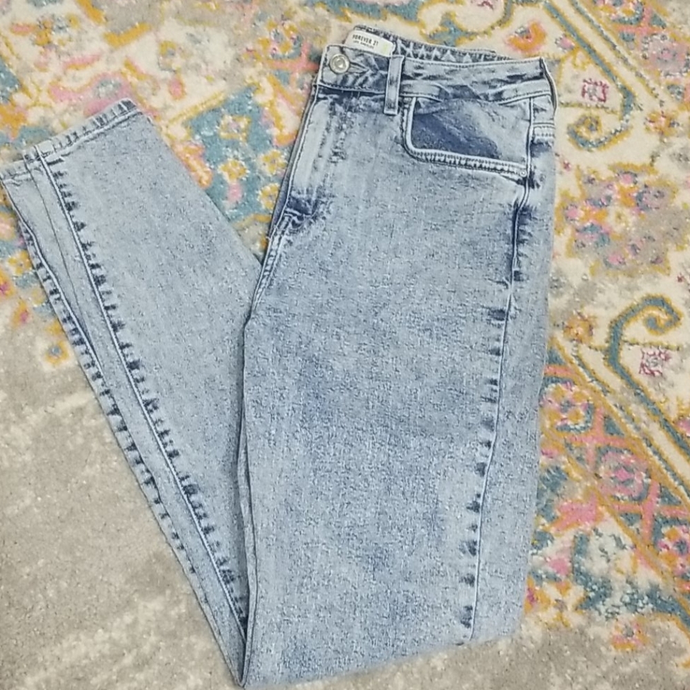 Forever 21 High-Waisted Acid Wash Jeans